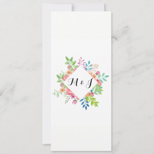 Menu Weddenschappen Reception Elegant Flowers Kaar Kaart (Achterkant)