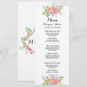 Menu Weddenschappen Reception Elegant Flowers Kaar Kaart (Voorkant / Achterkant)