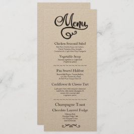 Menu Weddenschappen Reception Elegant Kraft Script Kaart