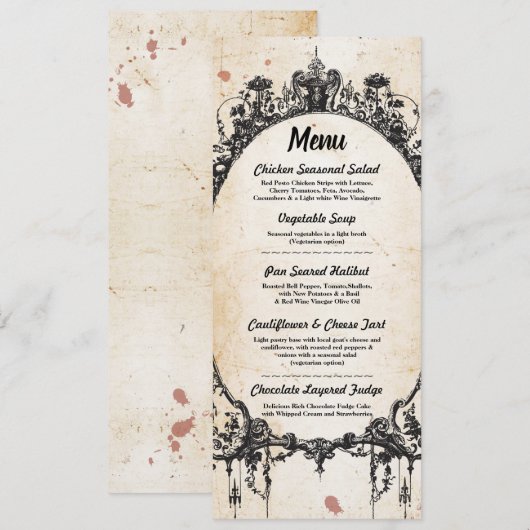 Menu Weddenschappen Reception Gothic Lijst Hallowe Kaart (Voorkant / Achterkant)