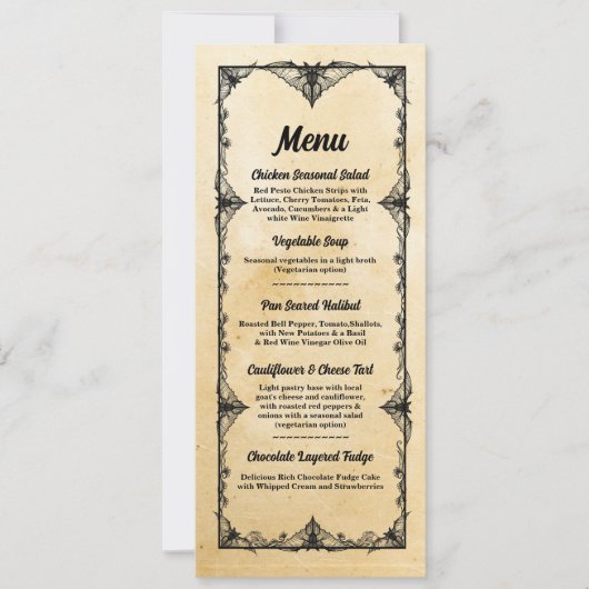 Menu Weddenschappen Reception Gothic Lijst Hallowe Kaart (Voorkant)