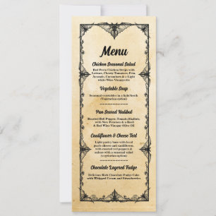 Menu Weddenschappen Reception Gothic Lijst Hallowe Kaart
