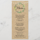 Menu Weddenschappen Reception Rustic Burlap Floral (Voorkant)