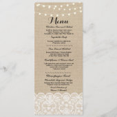 Menu Weddenschappen Reception Rustic Burlap Lace W (Voorkant)