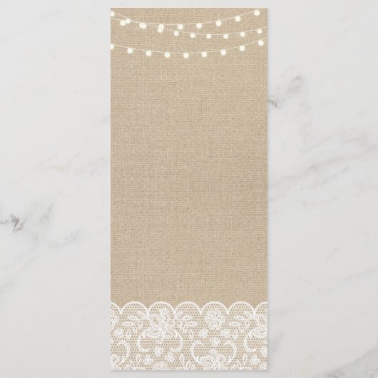 Menu Weddenschappen Reception Rustic Burlap Lace W (Achterkant)