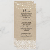Menu Weddenschappen Reception Rustic Burlap Lace W (Voorkant / Achterkant)