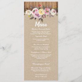 Menu Weddenschappen Reception Rustic Burlap Wood F
