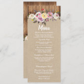 Menu Weddenschappen Reception Rustic Burlap Wood F (Voorkant / Achterkant)