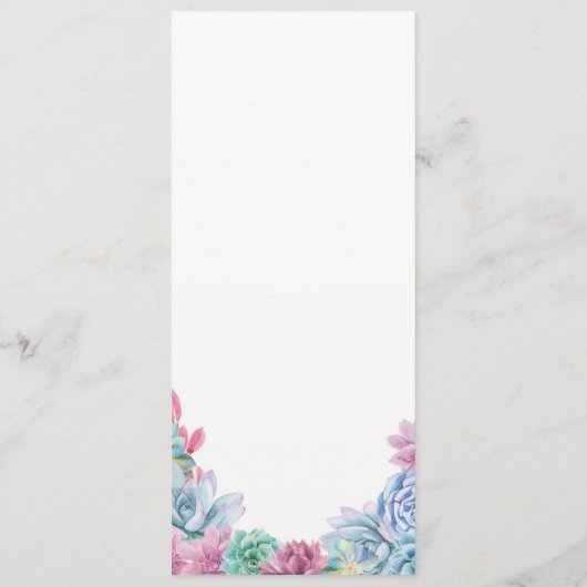 Menu Weddenschappen Reception Rustic Pastel Succul (Achterkant)