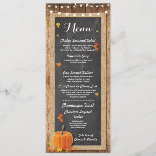 Menu Weddenschappen Reception Rustic Pumpkin Chalk Kaart