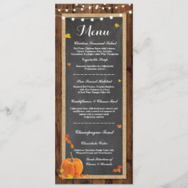 Menu Weddenschappen Reception Rustic Wood Pumpkin  Kaart