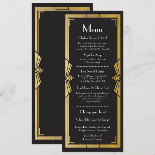 Menu Wedding Reception Rustic Art Deco 1920 Kaart (Voorkant / Achterkant)