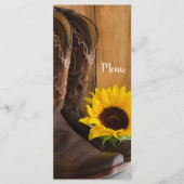 Menu Westerne bruiloft land Sunflower (Voorkant)