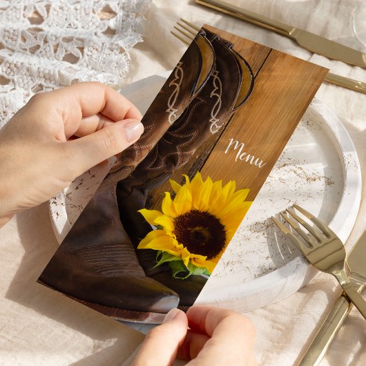 Menu Westerne bruiloft land Sunflower