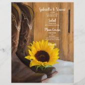 Menu Westerne bruiloft land Sunflower (Voorkant)