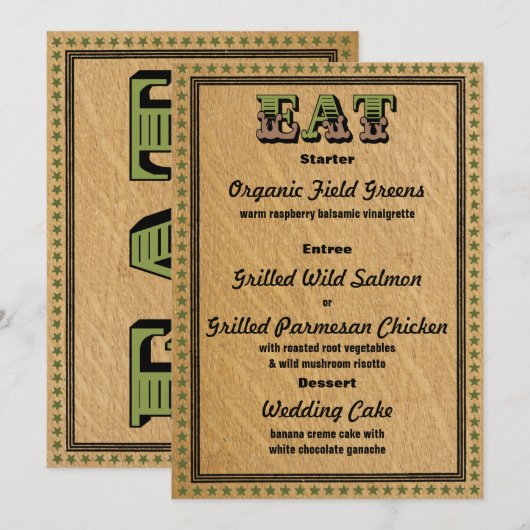 Menu westerne stijlontvangst partyDinner (Voorkant / Achterkant)