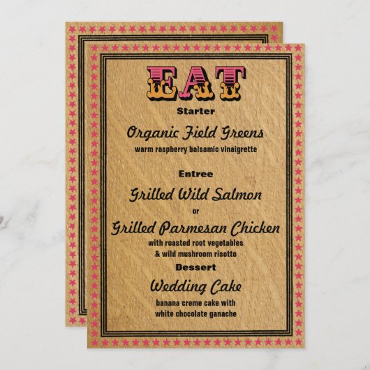 Menu westerne stijlontvangst partyDinner Kaart (Voorkant / Achterkant)