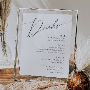 Menu Whimsical Minimalist Script Wedding Drinken Poster