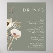 Menu Whimsical Wildflower Sage Wedding Drinken Poster (Voorkant)
