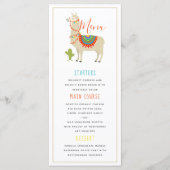 Menu Whimsy Animal Llama Birthday Party (Voorkant)