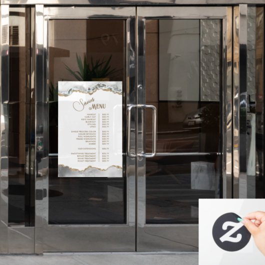 Menu White Agate Services Raamsticker (Kantoordeur)