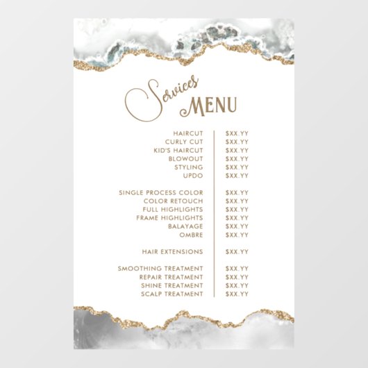 Menu White Agate Services Raamsticker (Vel)