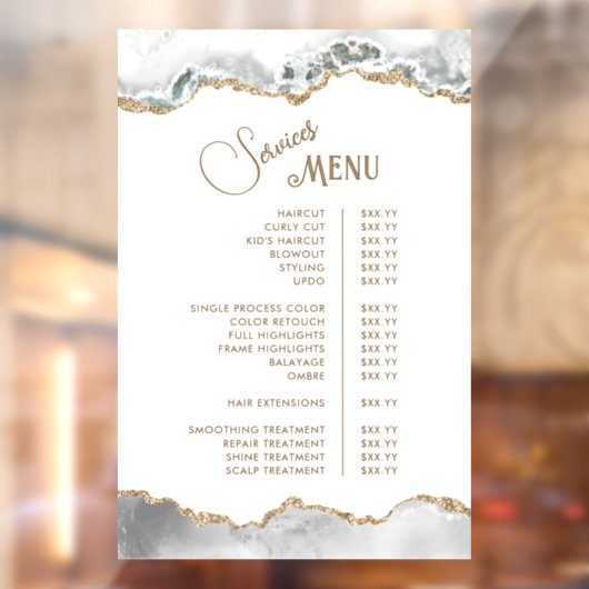 Menu White Agate Services Raamsticker (Vel 2)