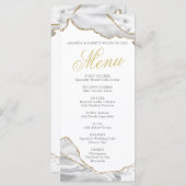 Menu White and Gold Agate (Wit en Gold Agate) Kaar (Voorkant / Achterkant)