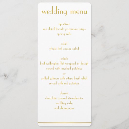 Menu White and Golden Great Gatsby Wedding (Voorkant)