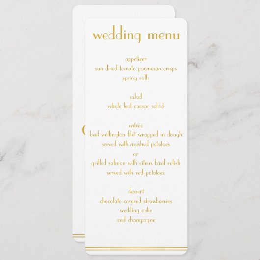 Menu White and Golden Great Gatsby Wedding (Voorkant / Achterkant)