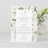 Menu White Boho Floral 2 Kaart (Staand voorkant)
