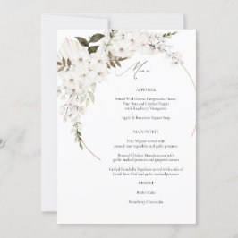 Menu White Boho Floral Kaart