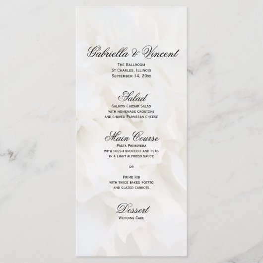 Menu White Carnance Flower Weddenschap (Voorkant)