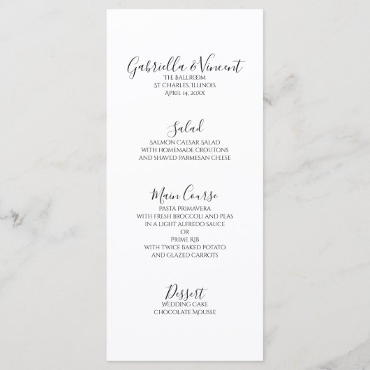 Menu White Daisy and Diamond Ring Wedding (Achterkant)
