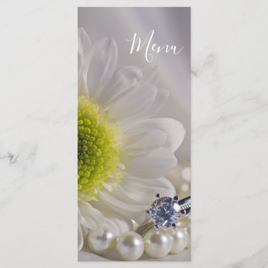 Menu White Daisy and Diamond Ring Wedding (Voorkant)