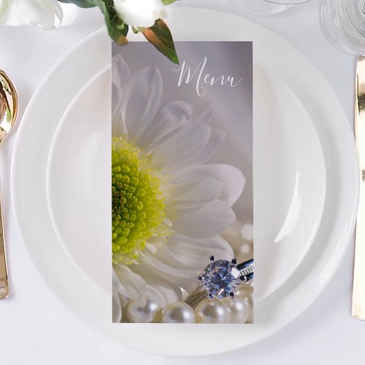 Menu White Daisy and Diamond Ring Wedding