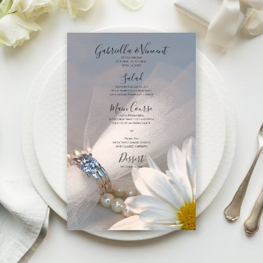 Menu White Daisy Elegance Wedding