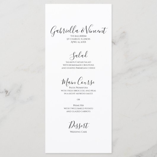 Menu White Daisy Elegance Wedding (Achterkant)