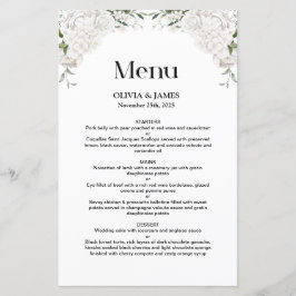 Menu White Floral Wedding