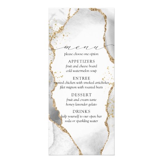 Menu White, Gold & Grey Mist Agate (Voorkant)