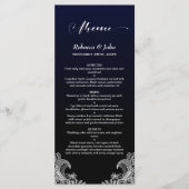 Menu White Lace Black and Blue Wedding (Voorkant)