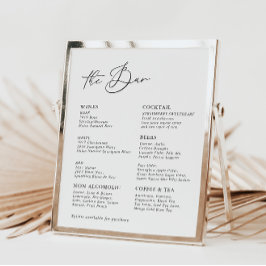 Menu White Modern Calligraphy Wedding Bar