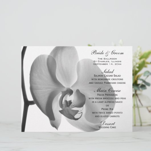 Menu White Orchid Flower Wedding (Staand voorkant)