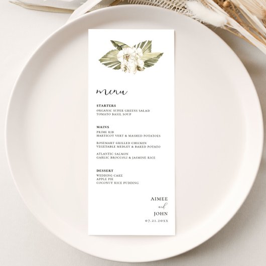 Menu White Orchid Wedding