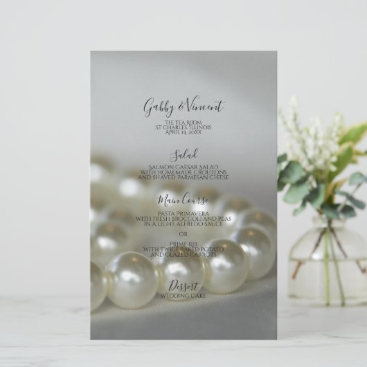 Menu White Pearls Wedding (Staand voorkant)