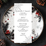 Menu White Snowflakes Winter Wedding<br><div class="desc">Het feestelijke Witte Snowflakes Winter Wedding Menu kan worden gepersonaliseerd met de details van het eten dat je zult dienen in je lunch van het vrijgezellenfeest van december, januari of februari, in de winter, tijdens het huwelijksdiner of na de huwelijksbrunch. Pas het aan met de namen van de bruid en...</div>