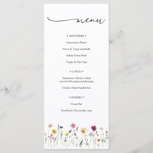 Menu Wilde bloem (Voorkant)