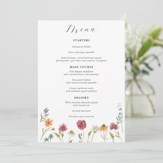 Menu Wildflower Bloom Wedding (Staand voorkant)