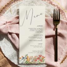 Menu Wildflower Script Modern Wedding