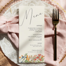 Menu Wildflower Script Modern Wedding
